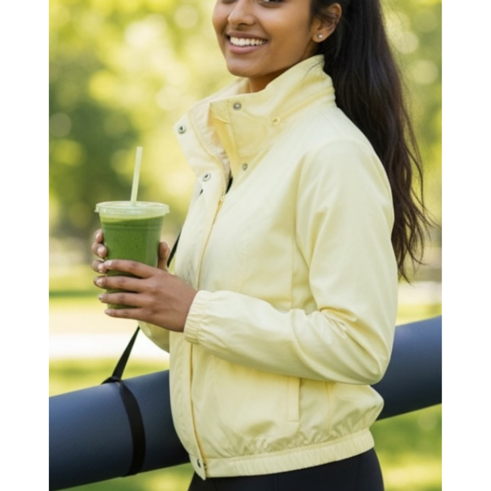 Lululemon Run Jacket, L, Pastel Yellow Cropped Windbreaker Stowaway Hood